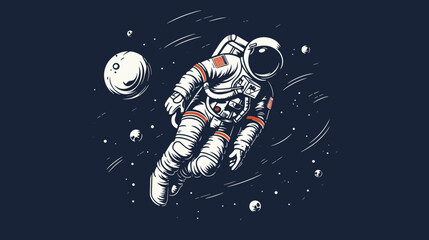 Wall Mural - challenges of zero gravity in a vector depiction of astronauts navigating space stations.