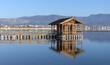 A traditional stilt house in the lagoon of Messolonghi, Greece, called 