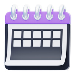 Poster - Modern 3D Calendar in Purple and Black. Vibrant 3D Purple Calendar with Black Highlights.
3d illustration, 3d element, 3d rendering. 3d visualization isolated on a transparent background