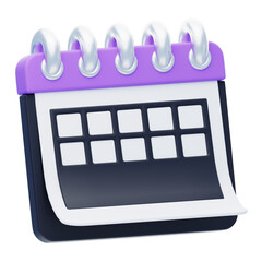 Poster - Modern 3D Calendar in Purple and Black. Vibrant 3D Purple Calendar with Black Highlights.
3d illustration, 3d element, 3d rendering. 3d visualization isolated on a transparent background