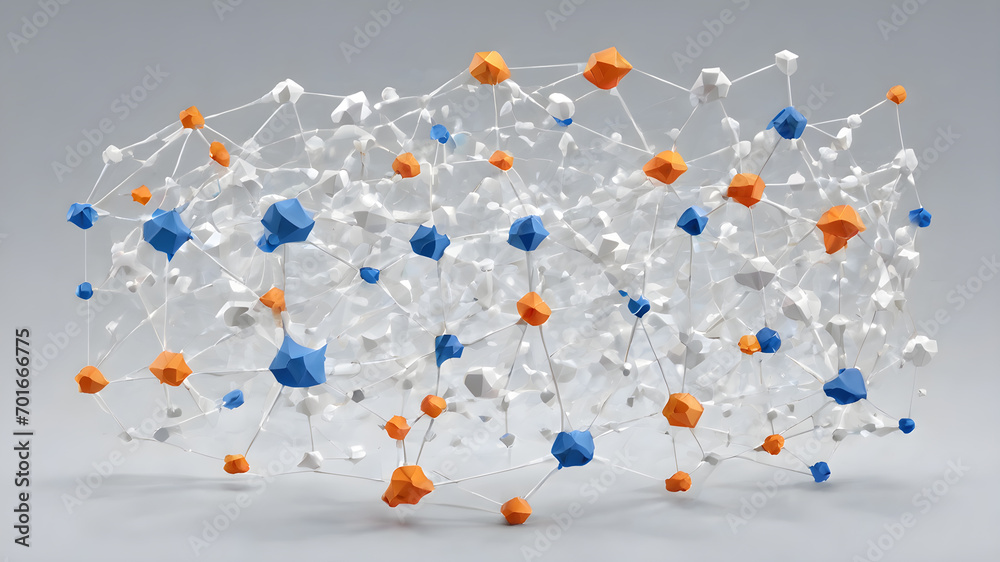 Wireframe geometric connectivity network tech background concept. Abstract wireframe line and dots, AI generated image, ai