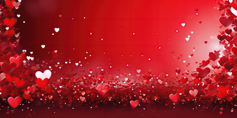 Sticker - red hearts on festive background with glitter for valentine's day