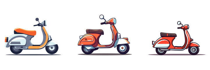 Wall Mural - Set scooter icon logo flat style on white background. Vector illustration