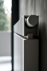 Poster - A detailed view of a door handle on a wall. This versatile image can be used to represent security, access, or the concept of opening new doors