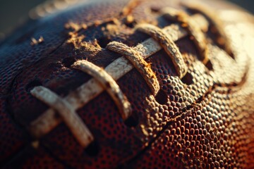 Aufkleber - A detailed close-up of a football ball with laces. Perfect for sports-related projects or articles