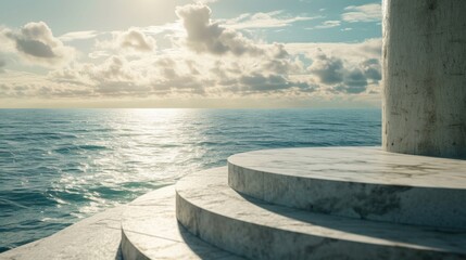 Poster - A picturesque view of the ocean as seen from a boat. Ideal for travel brochures and website backgrounds