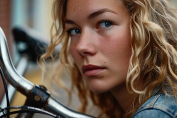 A close up view of a person riding a bike. Ideal for sports or active lifestyle concepts