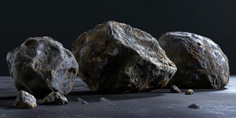 Poster - A group of rocks sitting on top of a table. Can be used for various themes and concepts