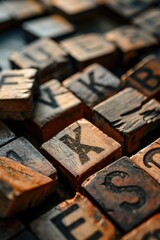 Poster - A close up of a number of wooden letters. Perfect for adding a personalized touch to any project