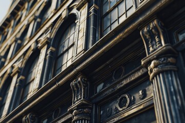 Poster - A picture of a building with a prominent clock on its front. This image can be used to depict architectural landmarks, urban scenery, or to symbolize the concept of time