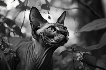 Poster - A black and white photo of a cat. Suitable for various uses