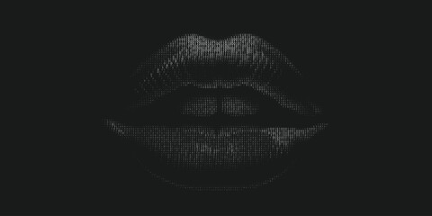 Aufkleber - Binary lips. Digital love. Cyber kiss. 
