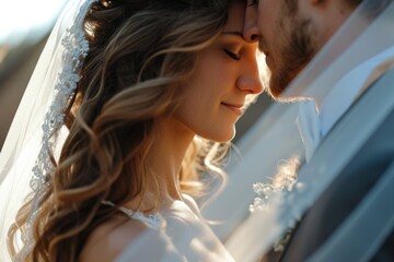 Aufkleber - A picture of a man and a woman standing next to each other. Suitable for various uses