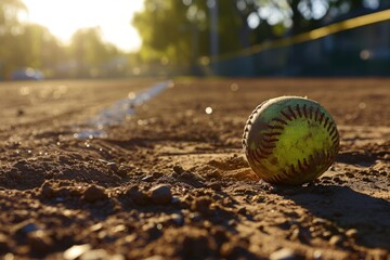 Aufkleber - A baseball sitting on top of a baseball field. Suitable for sports-related designs and marketing materials