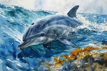 Wall Mural - painting of a dolphin