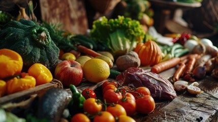 Aufkleber - A table filled with a variety of fruits and vegetables. Perfect for showcasing healthy eating, nutrition, and farm-to-table concepts