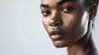 a close up portrait of a skin model with dark skin