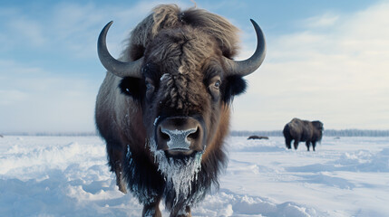 Wall Mural - buffalo, winter, wildlife photo