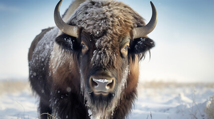 Wall Mural - buffalo, winter, wildlife photo