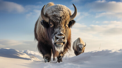 Wall Mural - buffalo, winter, wildlife photo