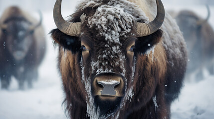 Wall Mural - buffalo, winter, wildlife photo