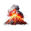 Volcano eruption with lava isolated on transparent or white background, png