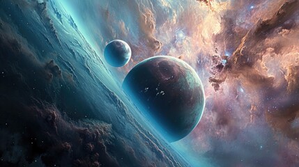 Wall Mural - futuristic galaxy background. wallpaper planet and stars