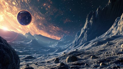 Wall Mural - futuristic galaxy background. wallpaper planet and stars