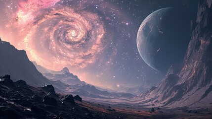 Wall Mural - futuristic galaxy background. wallpaper planet and stars