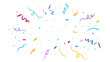 Celebration confetti background, vector, congratulations confetti, isolated on white, colorful confetti explosion, streamers, clipart for Carnival, Holiday, Christmas, New year, sale, birthday, party