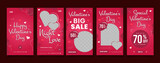 Fototapeta  - Gradient red valentine day sale social media story collection