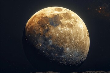 Wall Mural - gold moon and earth dark colors