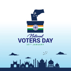 Creative digital and printed design for India's National Voters Day. Flag color background for greetings, social media posting, 25 January National Voters Day of India. Editable vector illustration.