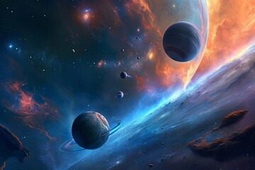 planet in space asteroids