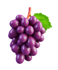 Sticker - cute 3d render, purple grapes, fruit, food, fresh, PNG file, isolated background