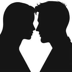 Wall Mural - Beautiful Silhouettes of Man and Woman: Vector Art On transparent background PNG file