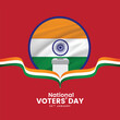Creative digital and printed design for India's National Voters Day. Flag color background for greetings, social media posting, 25 January National Voters Day of India. Editable vector illustration.