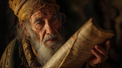 Wall Mural - The evangelist. Biblical character. Portrait of an old man with a holy book.