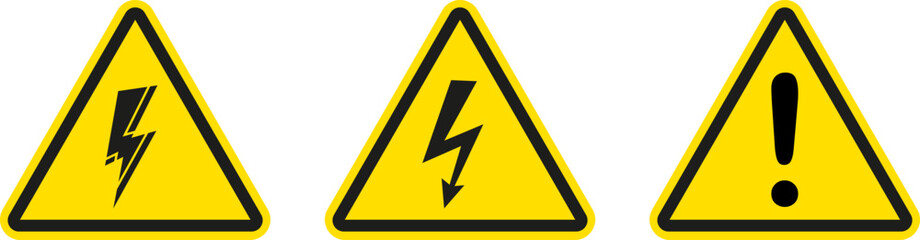 warning sign. dangerous electrical voltage icon set. high voltage sign.high voltage sign set, danger