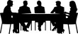Business people having meeting silhouette in black color. Vector template for laser cutting wall art.