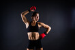 © Ivan Zelenin - Young woman athletic female MMA fighter training. Concept of sport, action, healthy lifestyle.