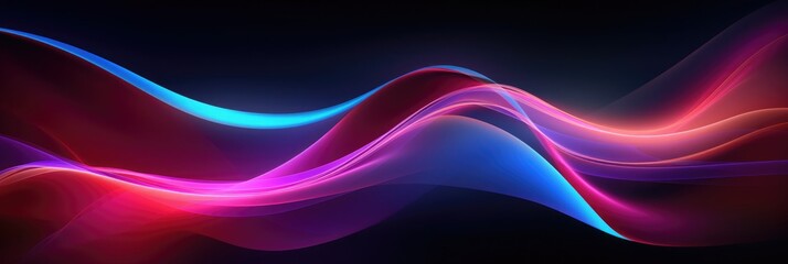 Poster - Abstract colorful neon light with motion blur in line curve shape and sparkling effect decoration. Futuristic light effect background. Vector illustration