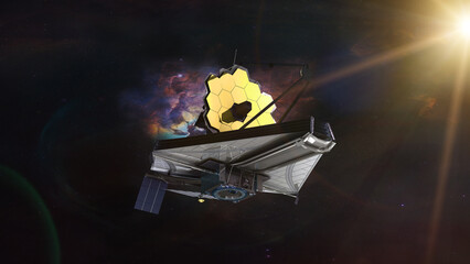 Wall Mural - james webb telescope explores deep space. jwst launch art. elements of this image furnished by nasa.