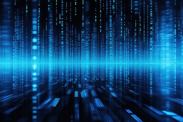 Poster - blue matrix background, abstract cyberspace concept, computer generated images, ai generated