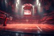 Basketball arena with neon lights, 3d rendering toned image, AI Generated