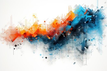 Poster - Abstract technology concept background. Vector illustration for your design. Eps 10, Bits of algorithm forming an abstract artwork, AI Generated