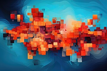 Poster - Abstract colorful background. Vector illustration. Can be used for advertisingeting, presentation, Bits of algorithm forming an abstract artwork, AI Generated
