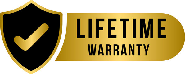 Sticker - Lifetime Warranty Golden Seal Stamp, gold lifetime warranty label, badge, stamp