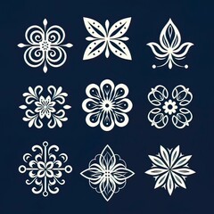 Canvas Print - Floral ornament logo icon set. Abstract beauty flower or mandala logo design collection