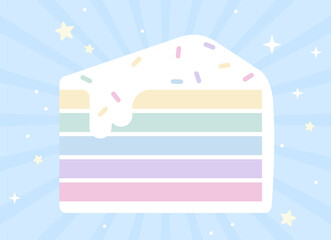 Wall Mural - abstract pastel background with rainbow cake vector illustration. abstract cute background. decorati